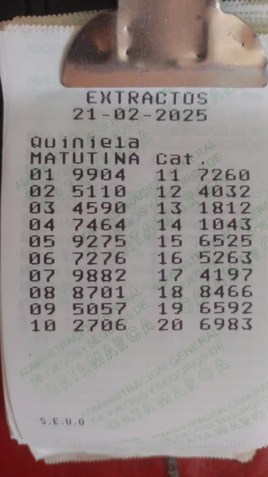 Sorteo Matutino y Vespertina