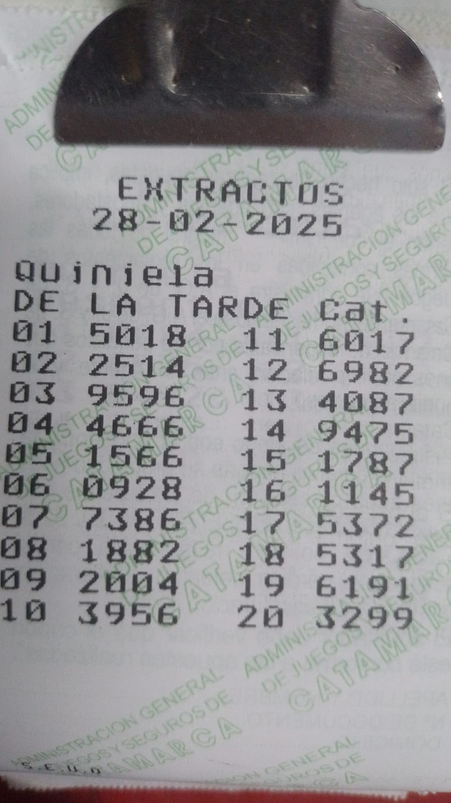 Quiniela de la Tarde